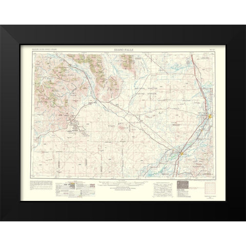 Idaho Falls Idaho Quad - USGS 1963 Black Modern Wood Framed Art Print by USGS