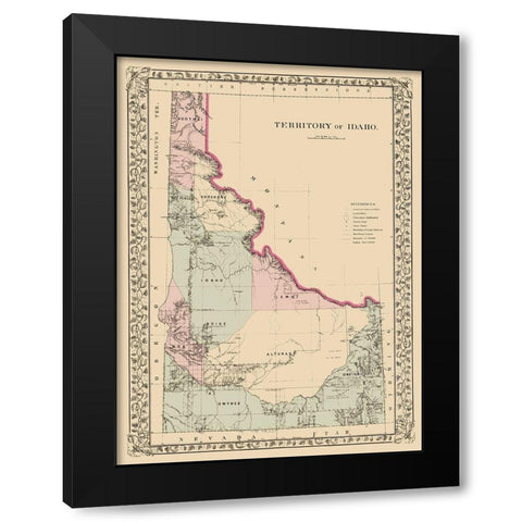 Idaho Territory - Mitchell 1881 Black Modern Wood Framed Art Print by Mitchell