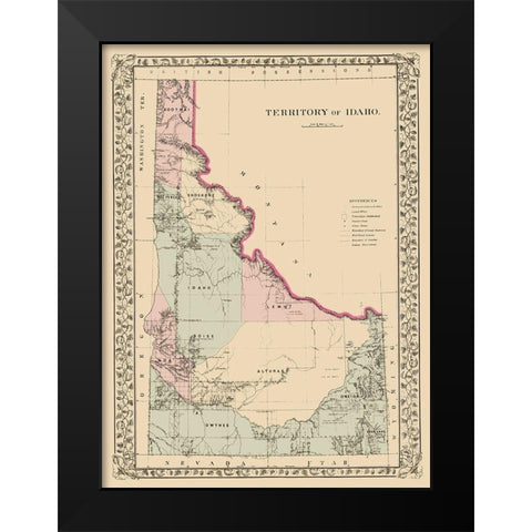Idaho Territory - Mitchell 1881 Black Modern Wood Framed Art Print by Mitchell