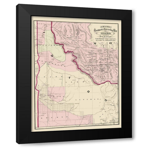 Idaho - Cram 1875 Black Modern Wood Framed Art Print with Double Matting by Cram