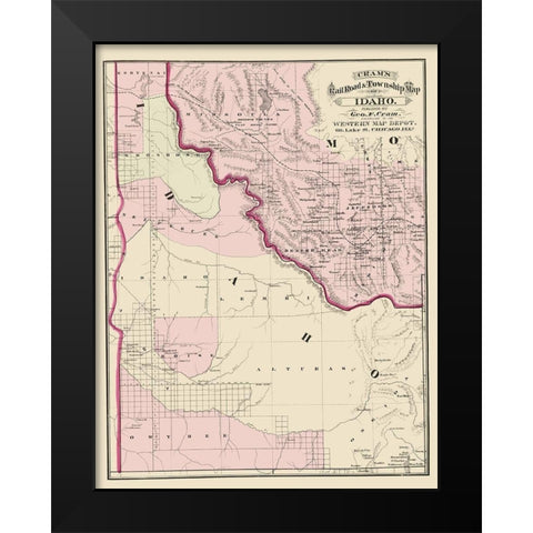 Idaho - Cram 1875 Black Modern Wood Framed Art Print by Cram