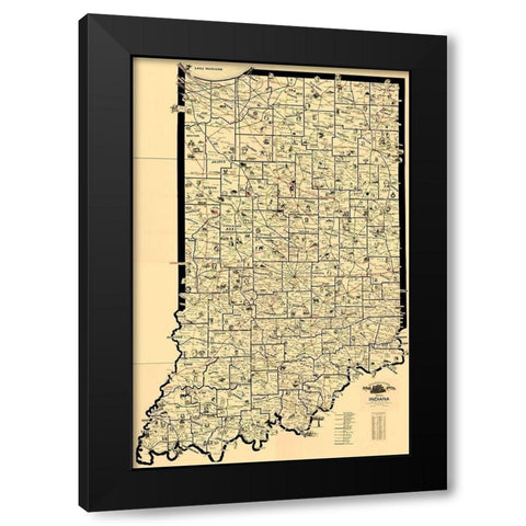 Indiana Railroad Routes - McEwen 1897 Black Modern Wood Framed Art Print with Double Matting by McEwen