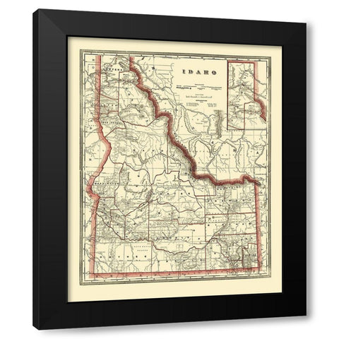 Idaho - Franklin 1896 Black Modern Wood Framed Art Print by Franklin