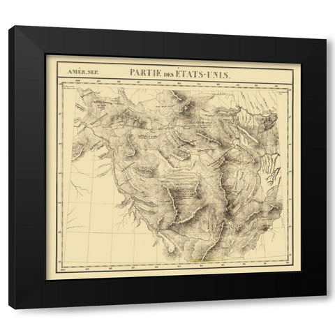 Idaho, Montana, Wyoming - Vandermaelen 1827 Black Modern Wood Framed Art Print by Vandermaelen