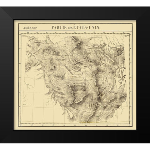 Idaho, Montana, Wyoming - Vandermaelen 1827 Black Modern Wood Framed Art Print by Vandermaelen