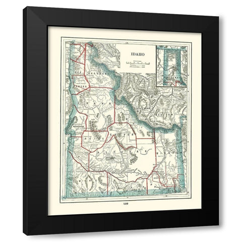 Idaho - Rathbun 1893 Black Modern Wood Framed Art Print by Rathbun