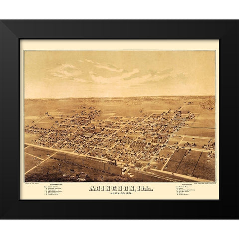 Abingdon Illinois - Shober 1874 Black Modern Wood Framed Art Print by Shober