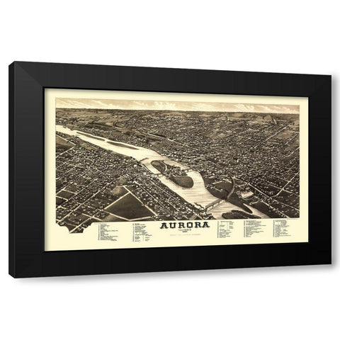 Aurora Illinois - Beck 1867 Black Modern Wood Framed Art Print by Beck