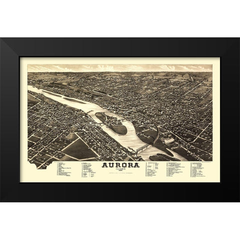 Aurora Illinois - Beck 1867 Black Modern Wood Framed Art Print by Beck