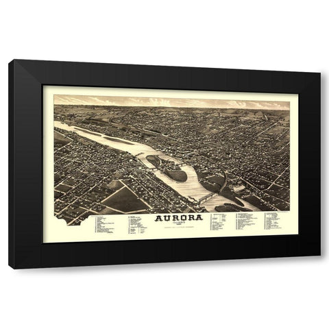Aurora Illinois - Stoner 1882  Black Modern Wood Framed Art Print by Stoner