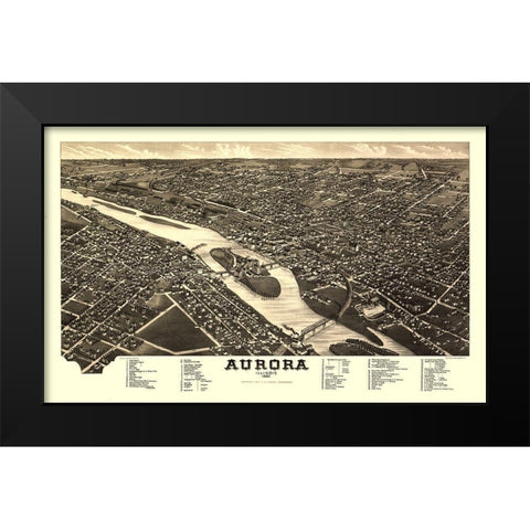 Aurora Illinois - Stoner 1882  Black Modern Wood Framed Art Print by Stoner