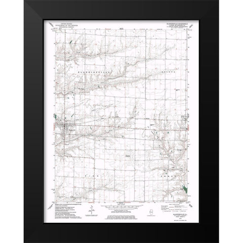 Blandinsville Illinois Quad - USGS 1974 Black Modern Wood Framed Art Print by USGS