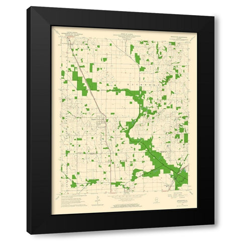 Broughton Illinois Quad - USGS 1963 Black Modern Wood Framed Art Print with Double Matting by USGS