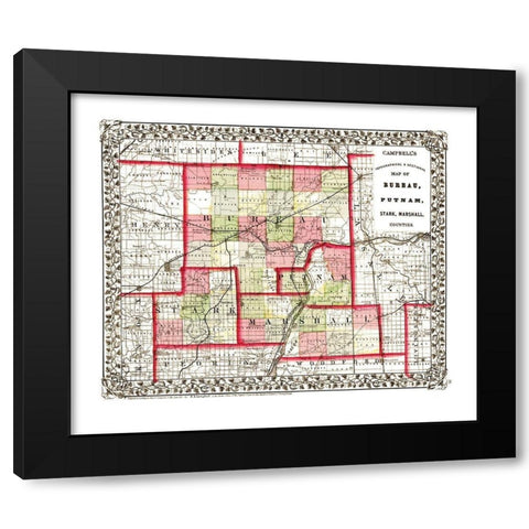 Bureau Putnam Stark Marshall Illinois Black Modern Wood Framed Art Print by Campbell