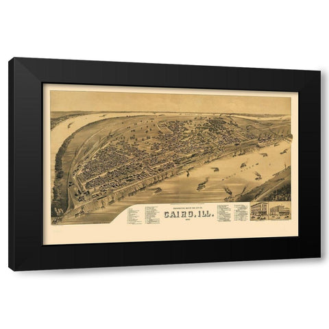 Cairo Illinois - Wellge 1888 Black Modern Wood Framed Art Print with Double Matting by Wellge