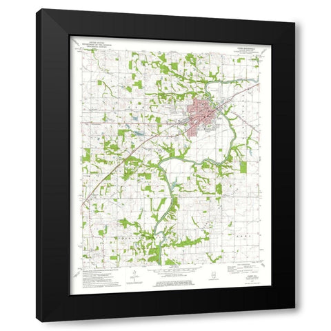 Carmi Illinois Quad - USGS 1974 Black Modern Wood Framed Art Print by USGS