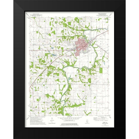 Carmi Illinois Quad - USGS 1974 Black Modern Wood Framed Art Print by USGS