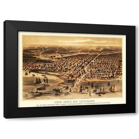 Chicago Illinois - Flint 1872 Black Modern Wood Framed Art Print by Flint