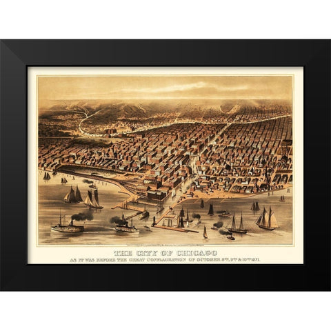 Chicago Illinois - Flint 1872 Black Modern Wood Framed Art Print by Flint