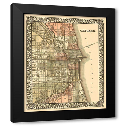 Chicago Illinois - Mitchell 1870 Black Modern Wood Framed Art Print with Double Matting by Mitchell