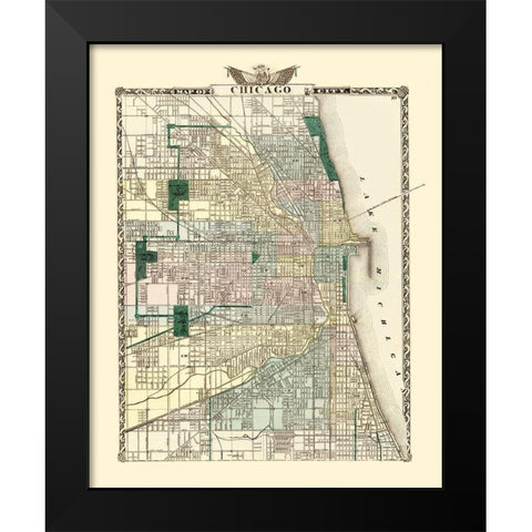 Chicago Illinois - Warner 1870 Black Modern Wood Framed Art Print by Warner