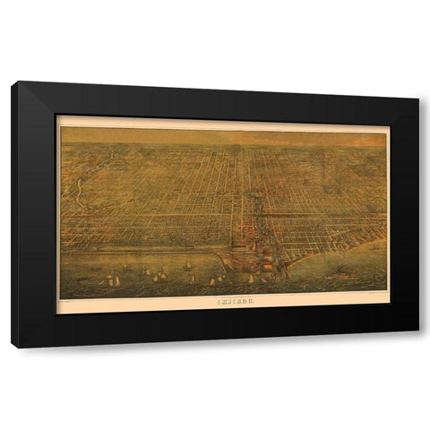 Chicago Illinois - Braunhold 1857 Black Modern Wood Framed Art Print with Double Matting by Braunhold