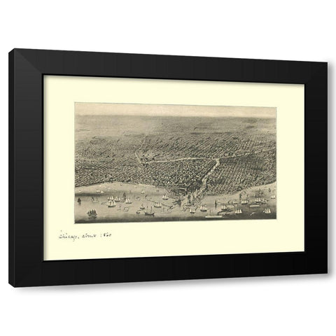 Chicago Illinois - Davis 1860 Black Modern Wood Framed Art Print with Double Matting by Davis