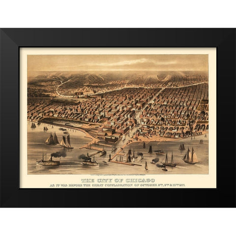 Chicago Illinois - Davis 1871 Black Modern Wood Framed Art Print by Davis