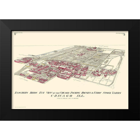 Chicago Packing Houses Union Stock Yards Illinois Black Modern Wood Framed Art Print by Rascher