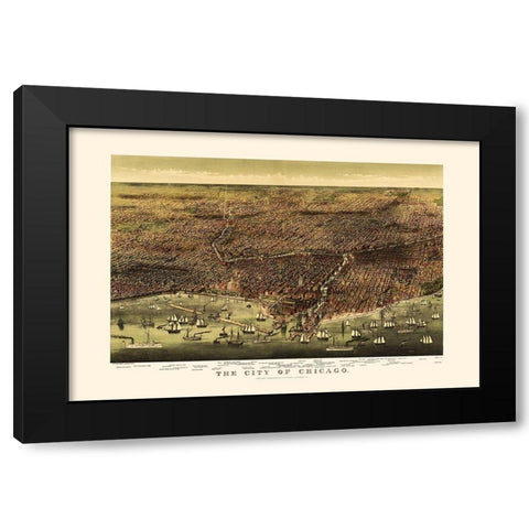 Chicago Illinois - Currier 1892 Black Modern Wood Framed Art Print by Currier