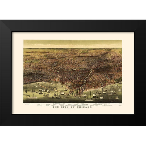 Chicago Illinois - Currier 1892 Black Modern Wood Framed Art Print by Currier