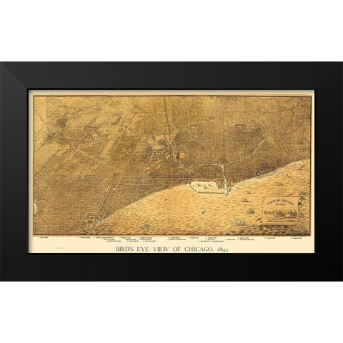 Chicago Illinois - Roy 1892 Black Modern Wood Framed Art Print by Roy