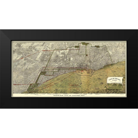 Chicago Illinois - Roy 1893 Black Modern Wood Framed Art Print by Roy