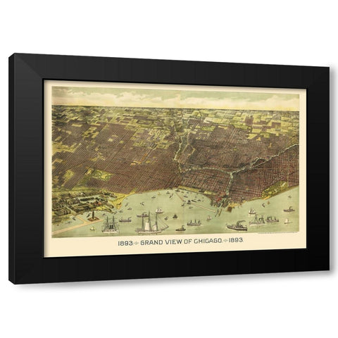 Chicago Illinois - Reynertson 1892 Black Modern Wood Framed Art Print by Reynertson