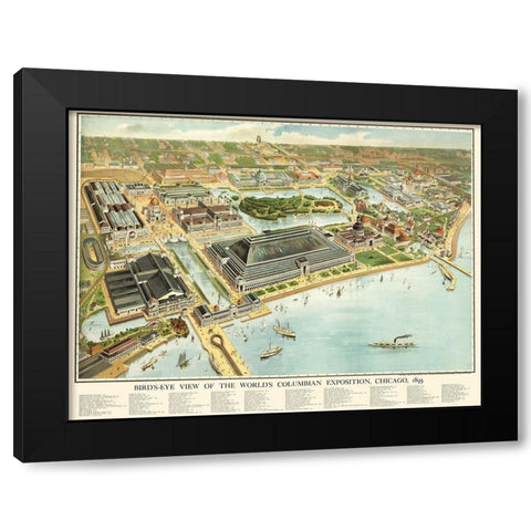 Columbian Exposition Chicago Illinois Black Modern Wood Framed Art Print by Rand McNally