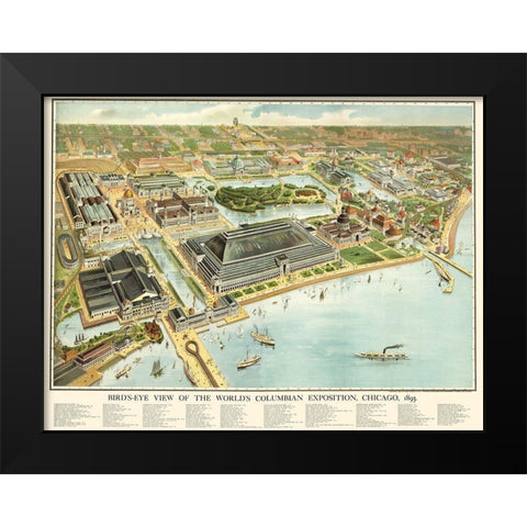 Columbian Exposition Chicago Illinois Black Modern Wood Framed Art Print by Rand McNally