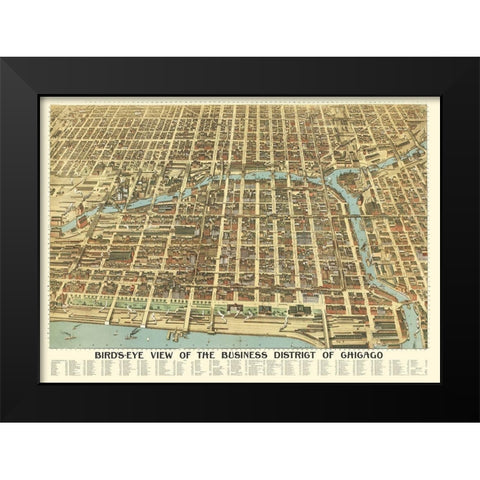 Chicago Illinois - Poole 1898 Black Modern Wood Framed Art Print by Poole