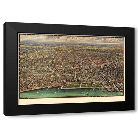 Chicago Illinois - Reincke 1916 Black Modern Wood Framed Art Print by Reincke
