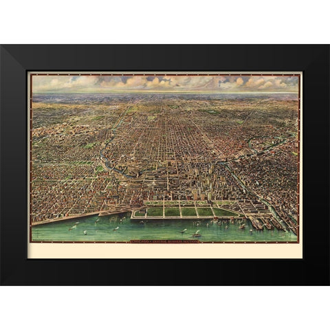 Chicago Illinois - Reincke 1916 Black Modern Wood Framed Art Print by Reincke
