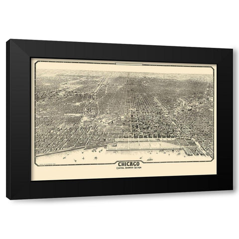 Chicago Illinois - Reincke 1916 Black Modern Wood Framed Art Print with Double Matting by Reincke