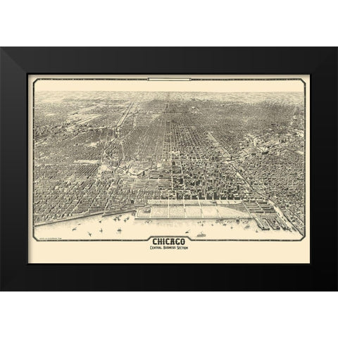 Chicago Illinois - Reincke 1916 Black Modern Wood Framed Art Print by Reincke