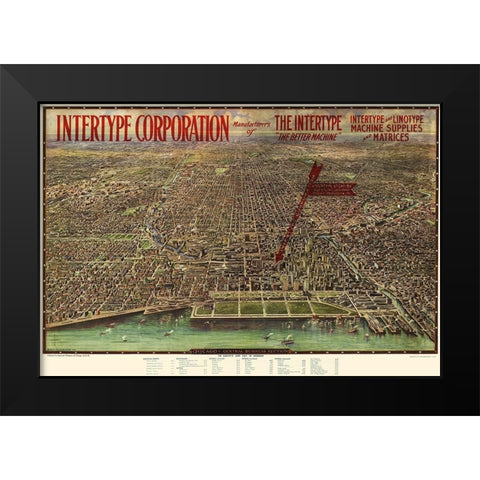 Chicago Illinois - Aeroview 1916 Black Modern Wood Framed Art Print by Aeroview