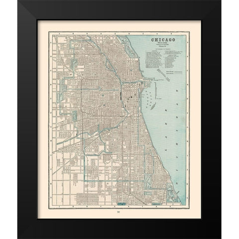 Chicago  Illinois - Cram 1892 Black Modern Wood Framed Art Print by Cram
