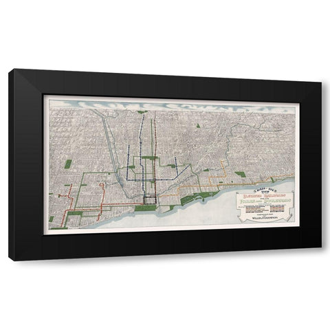 Chicago Elevated Railroad Illinois - Champion 1908  Black Modern Wood Framed Art Print with Double Matting by Champion