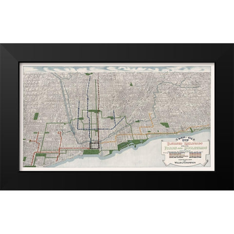 Chicago Elevated Railroad Illinois - Champion 1908  Black Modern Wood Framed Art Print by Champion