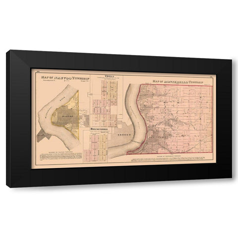 Nauvoo, Tioga, Breckenridge, Montebello Illinois Black Modern Wood Framed Art Print with Double Matting by Andreas