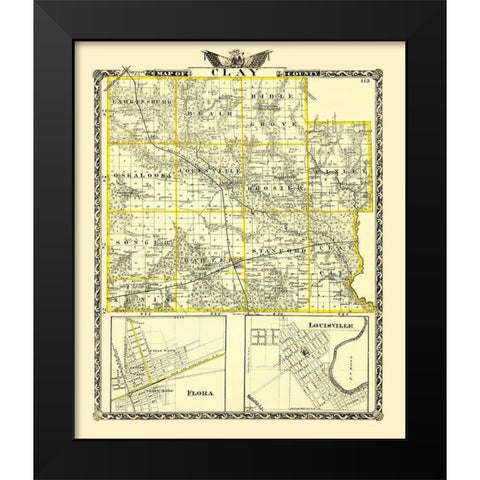Clay Illinois Landowner - Warner 1870 Black Modern Wood Framed Art Print by Warner
