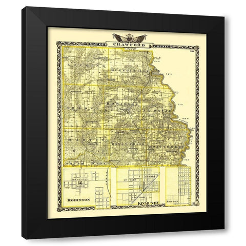 Crawford Illinois Landowner - Warner 1870 Black Modern Wood Framed Art Print by Warner