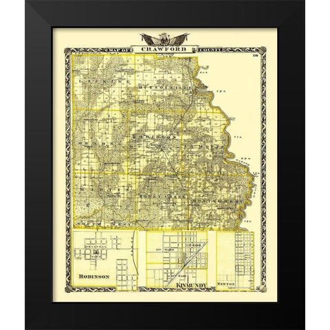 Crawford Illinois Landowner - Warner 1870 Black Modern Wood Framed Art Print by Warner
