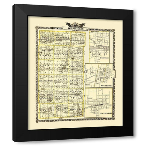 DeKalb Illinois - Warner 1876 Black Modern Wood Framed Art Print by Warner